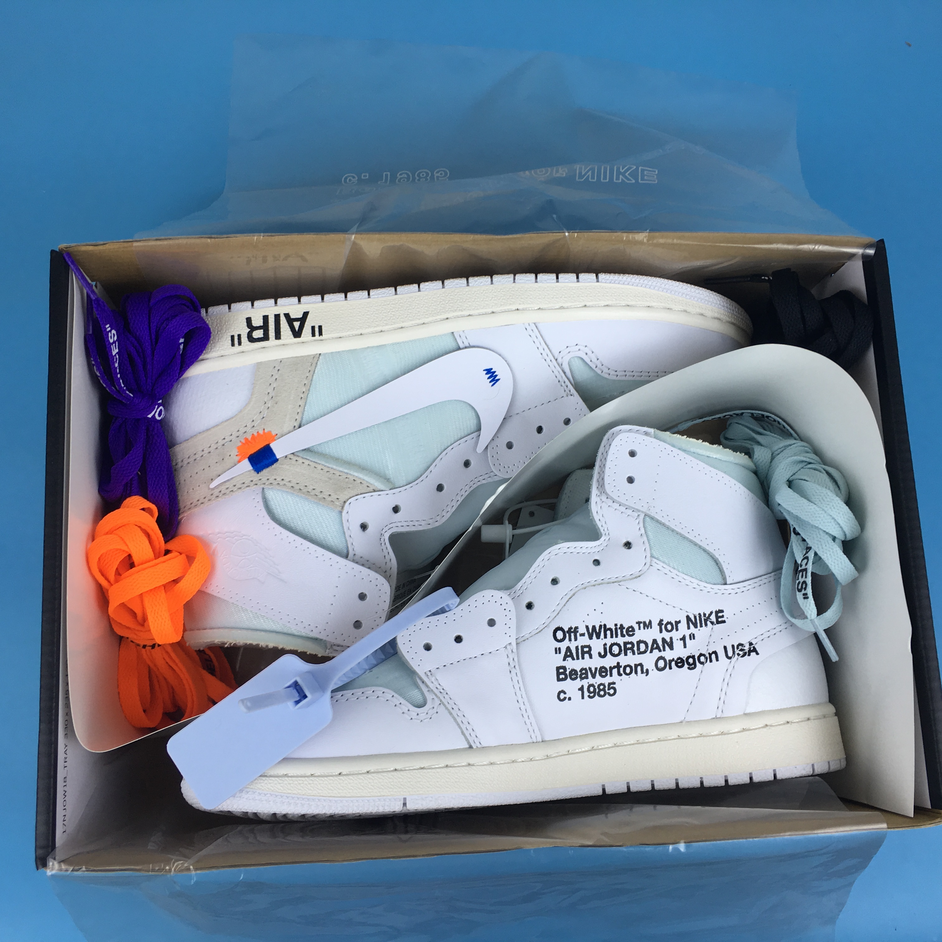 OFF-WHITE x Nike Air Jordan 1 Baby Blue Shoes
